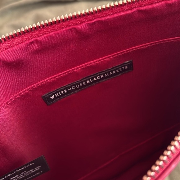 Brand New White House Black Market Maroon Studded Floral Large Wristlet Clutch - Picture 10 of 14